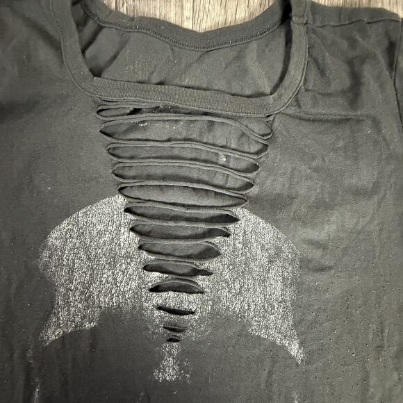 Guns N’ Roses Skull Cutout Band Tee Distressed Rock Shirt Black Grunge Punk - Picture 3 of 6